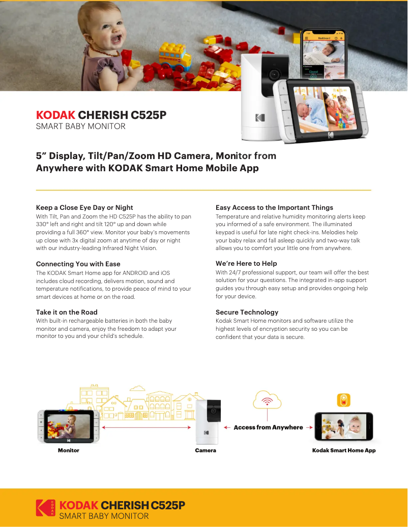 Page 1 de la notice Fiche technique Kodak Cherish C525P