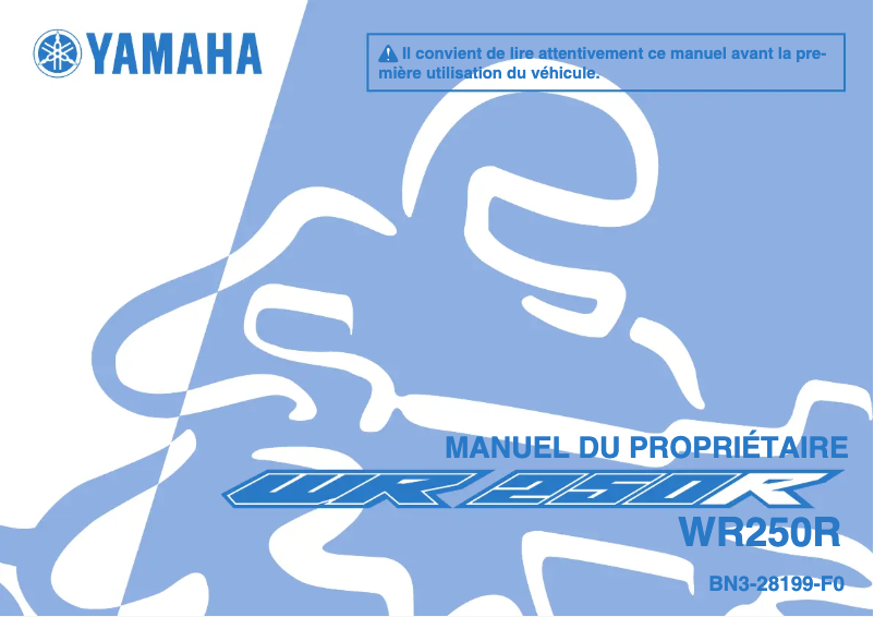 Image de la première page du manuel de l'appareil WR250R (2016)