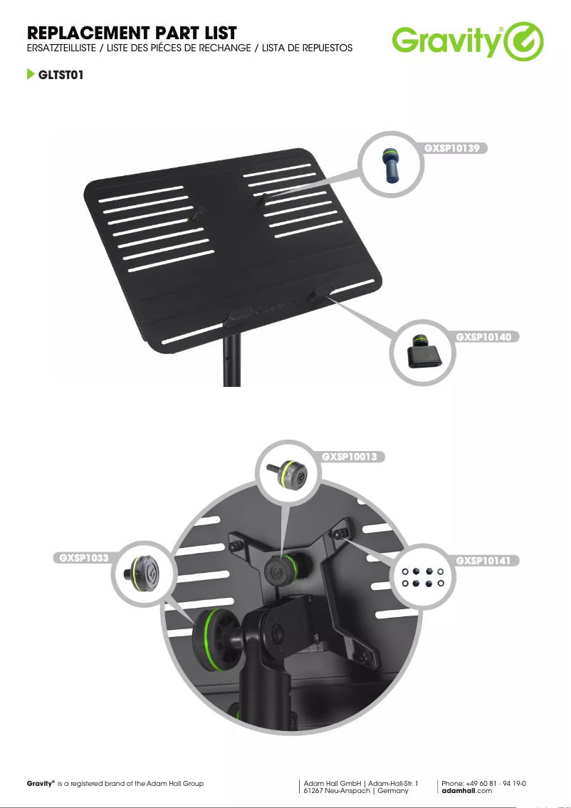 Page 1 de la notice Fiche technique Gravity LTS T01