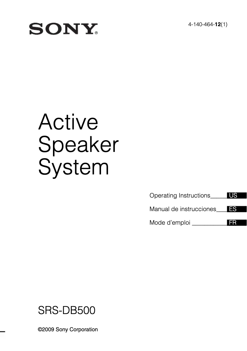 Image de la première page du manuel de l'appareil SRS-DB500