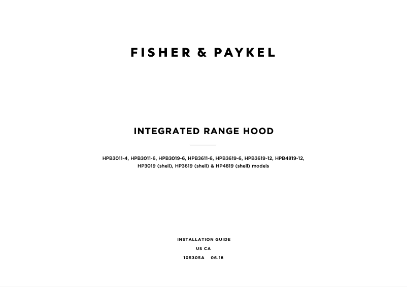 Página 1 del manual Guía de inicio rápido Fisher & Paykel HPB3619-6