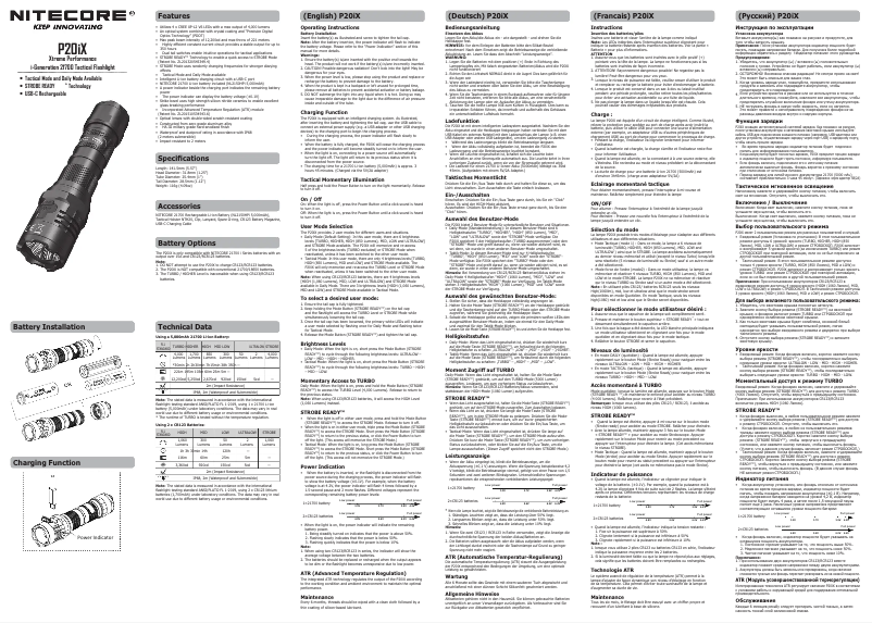 Image de la première page du manuel de l'appareil P20iX