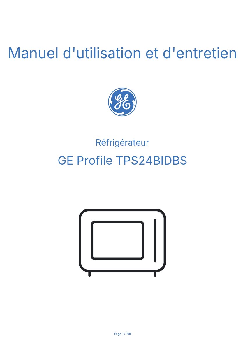Image de la première page du manuel de l'appareil Profile TPS24BIDBS
