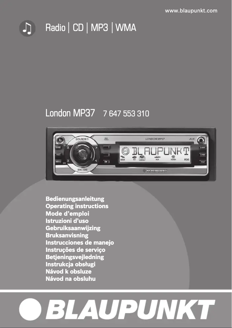 Page 1 de la notice Manuel utilisateur Blaupunkt London MP37