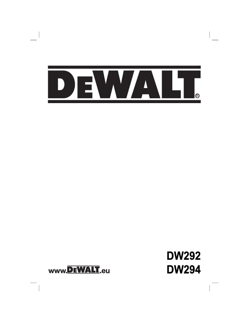 Page n°1 - Manuel utilisateur DeWalt DW294
