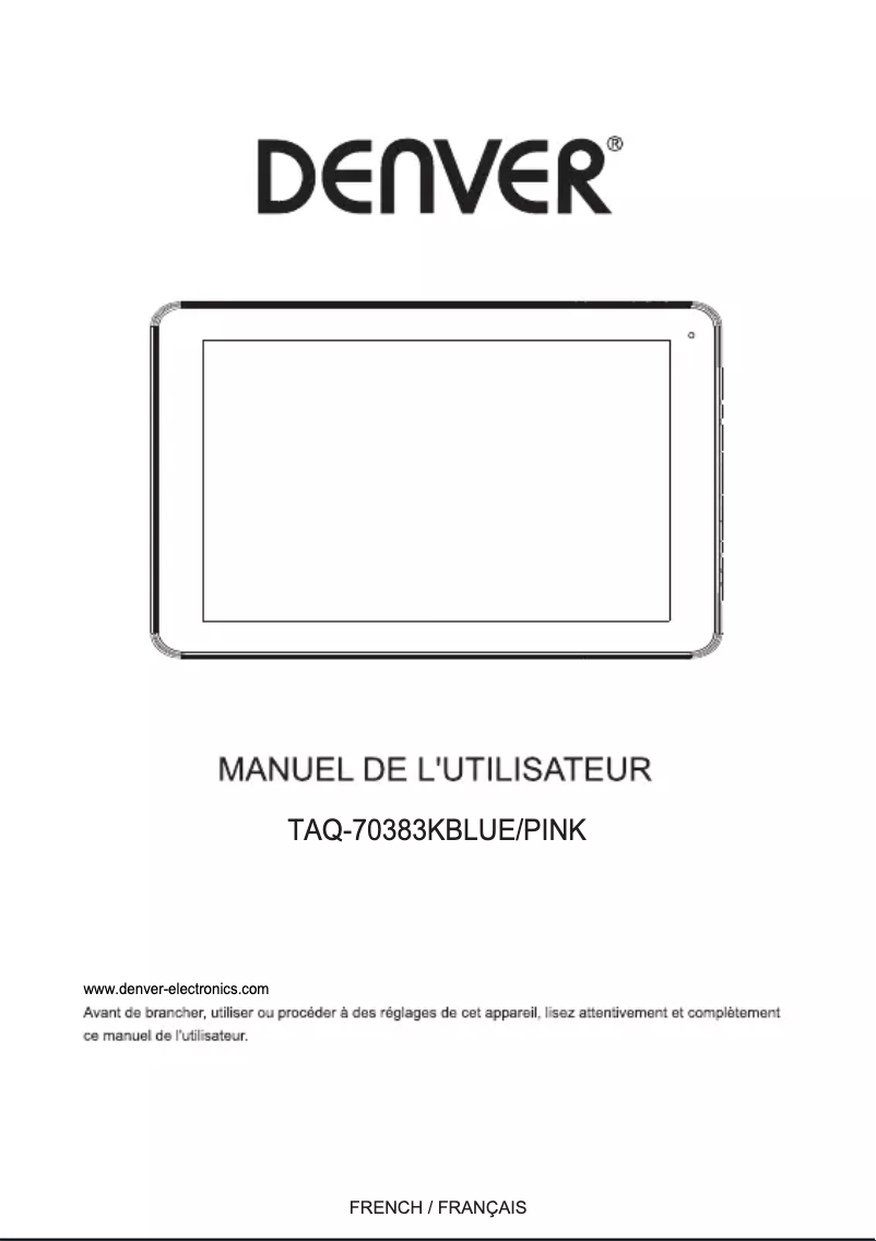 Page 1 de la notice Manuel utilisateur Denver TAQ-70383K