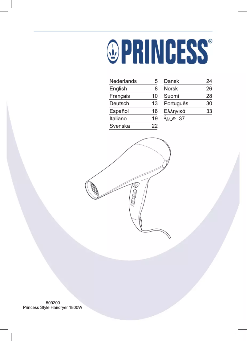 Page 1 de la notice Manuel utilisateur Princess Style 509200