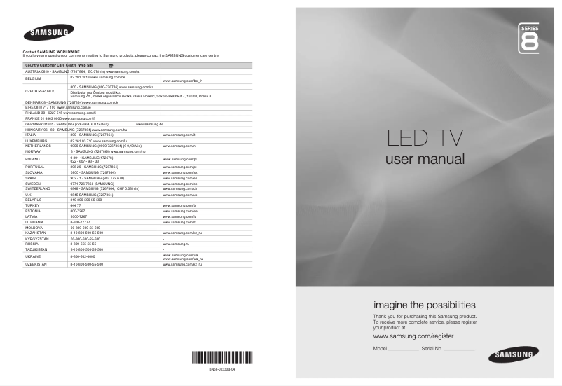 Image de la première page du manuel de l'appareil UE46B8000XW