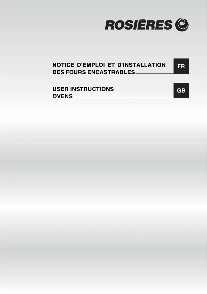Page 1 de la notice Manuel utilisateur Rosieres RF 6082 PN