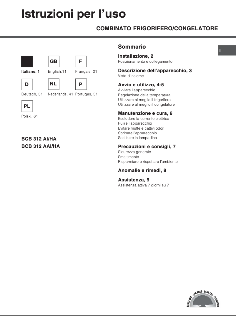 Image de la première page du manuel de l'appareil BCB 312 AAI