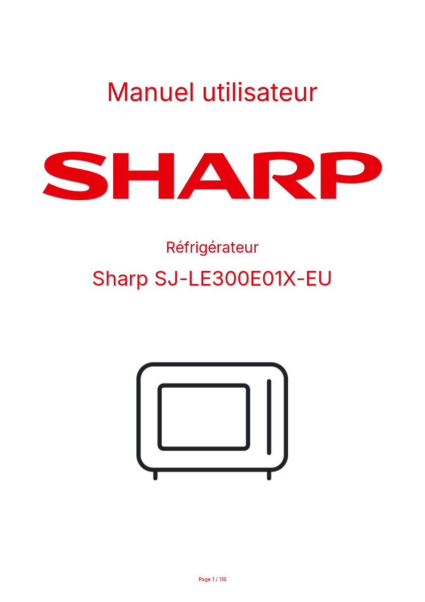 Page n°1 - Manuel utilisateur Sharp SJ-LE300E01X-EU