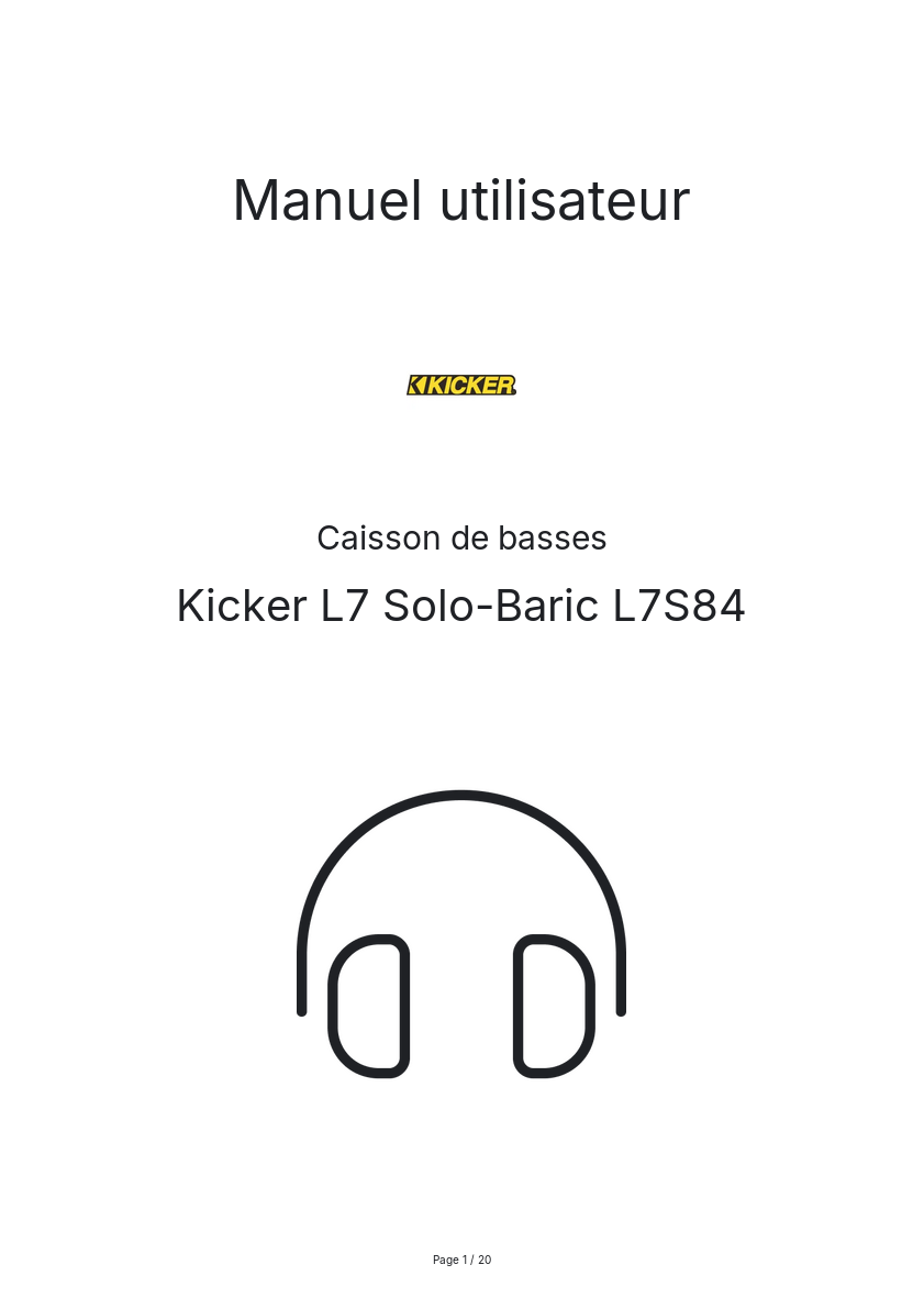 Image de la première page du manuel de l'appareil L7 Solo-Baric L7S84
