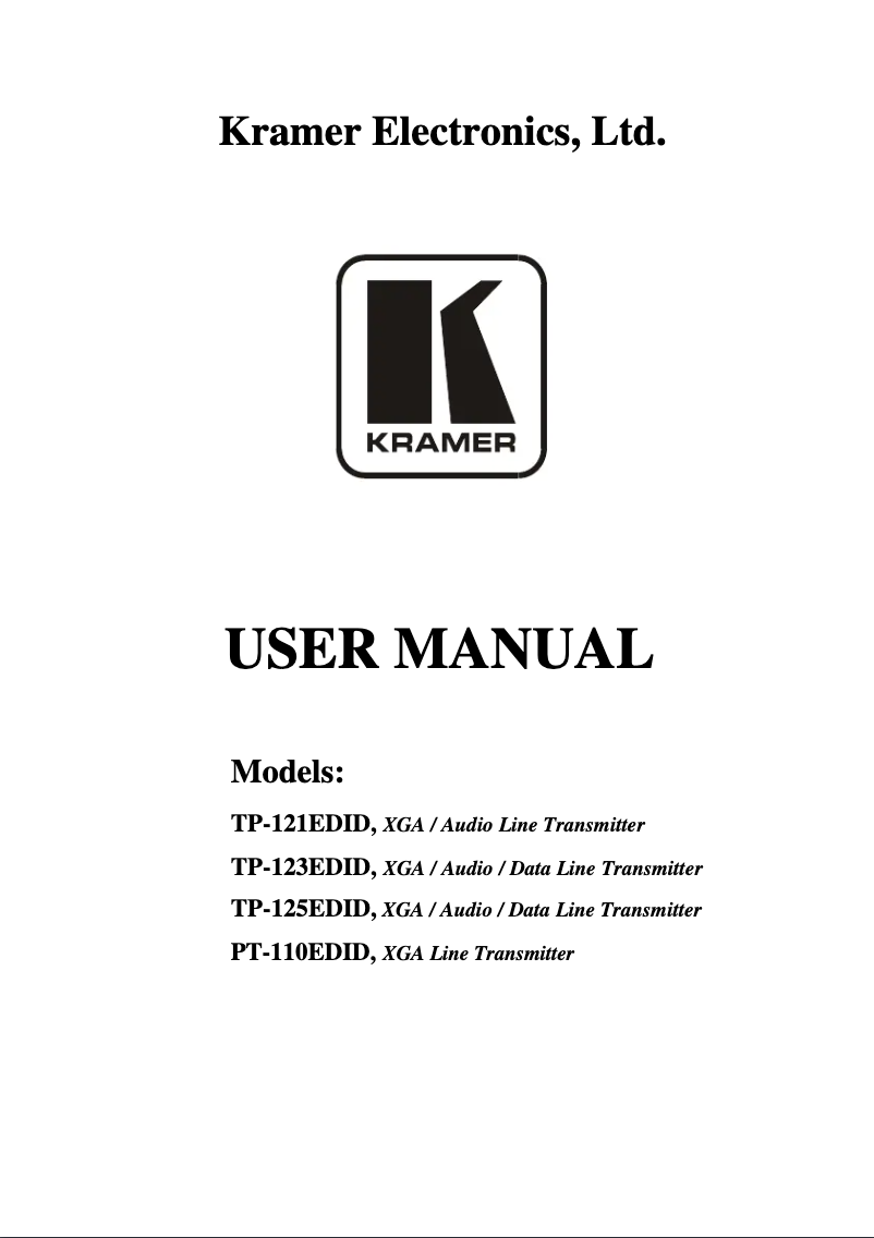 Page n°1 - Manuel utilisateur Kramer PT-110EDID