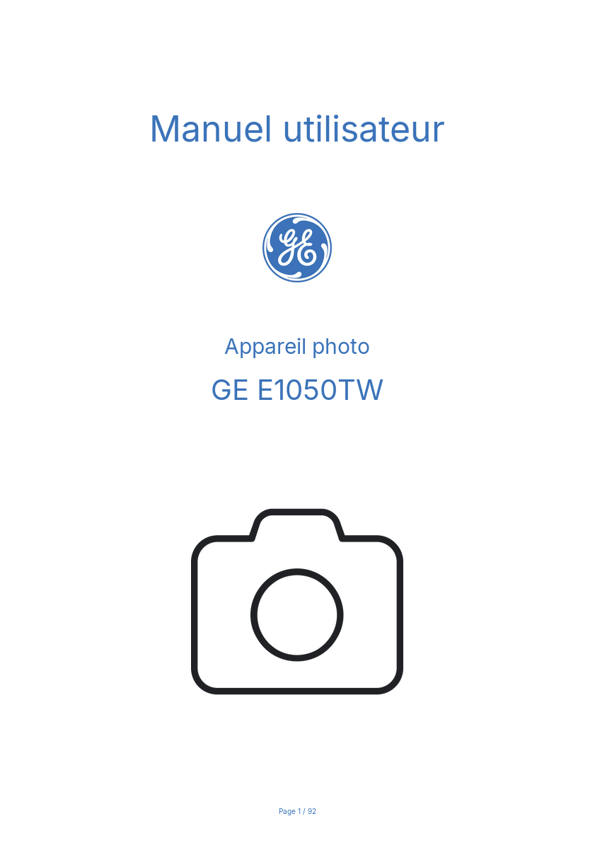 Page n°1 - Manuel utilisateur GE E1050TW