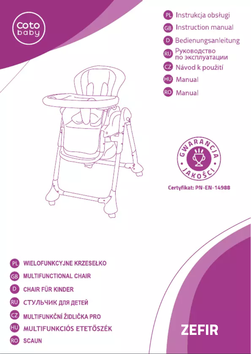Page n°1 - Manuel utilisateur Coto Baby Zefir