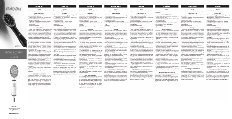 Page 1 de la notice Manuel utilisateur BaByliss AS140E