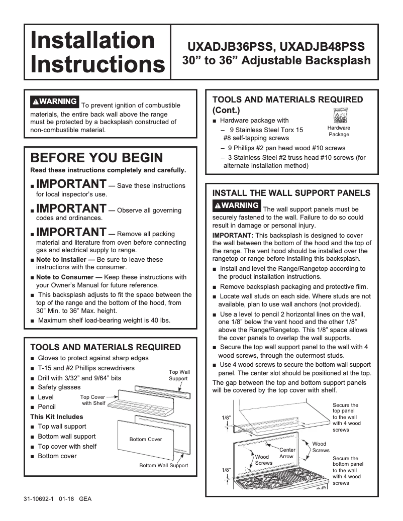 Imagen de la primera página del manual del dispositivo UXADJB36PSS