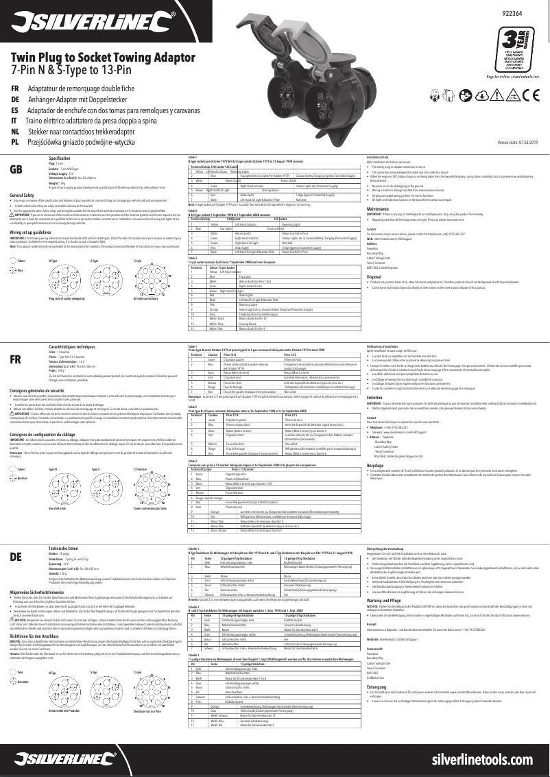Page n°1 - Manuel utilisateur Silverline 922364