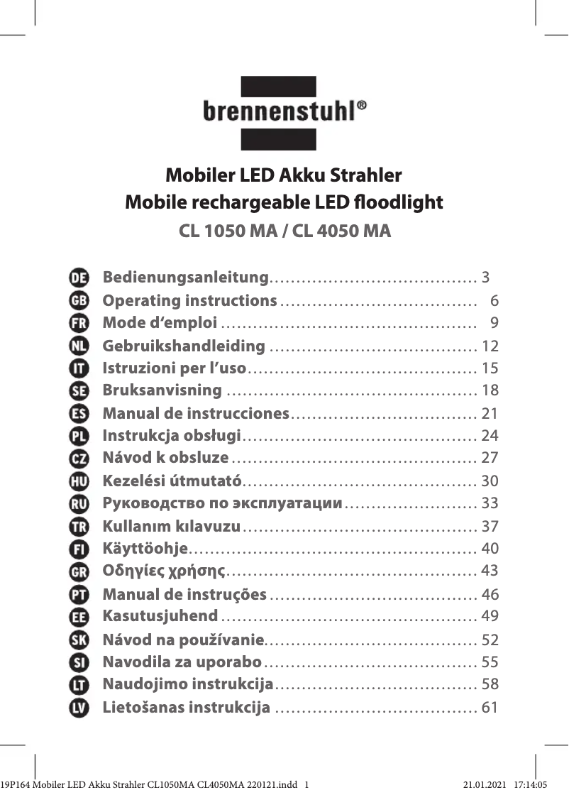 Page 1 de la notice Manuel utilisateur Brennenstuhl CL 1050 MA