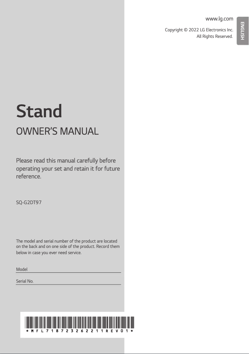 Page n°1 - Manuel utilisateur LG SQ-G2DT97