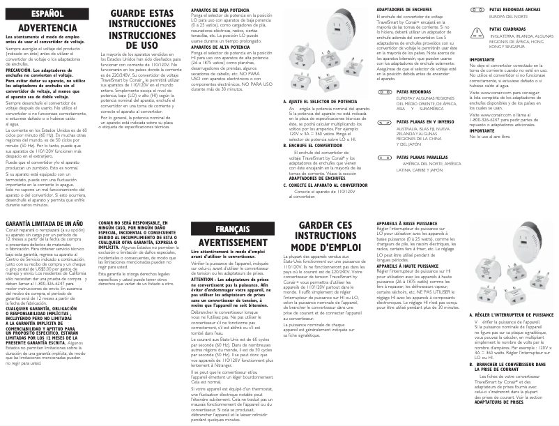 Page 1 de la notice Manuel utilisateur Conair TS702X