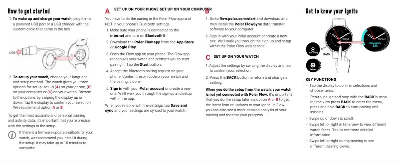 Page n°1 - Guide de démarrage rapide Polar Ignite