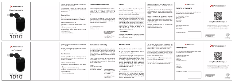 Page 1 de la notice Manuel utilisateur Phoenix Technologies PH1010+