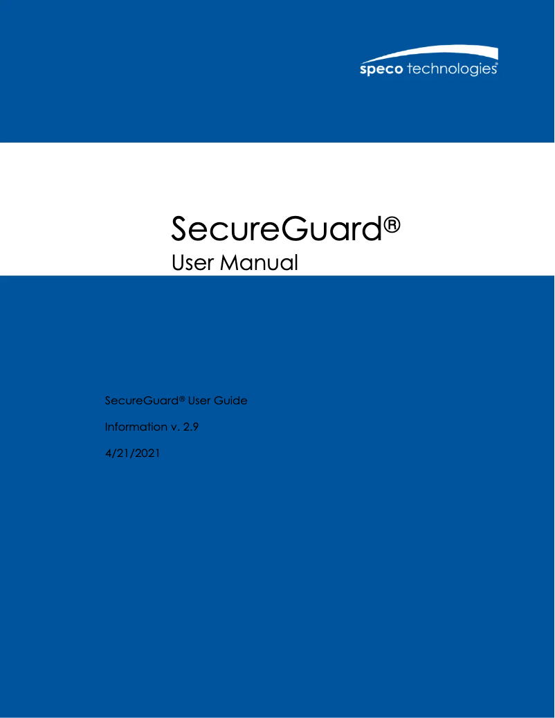Page n°1 - Manuel utilisateur Speco Technologies SecureGuard