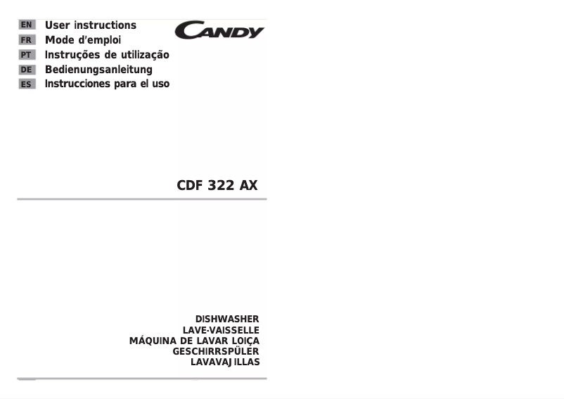 Page 1 de la notice Manuel utilisateur Candy CDF 322 AX-37 S