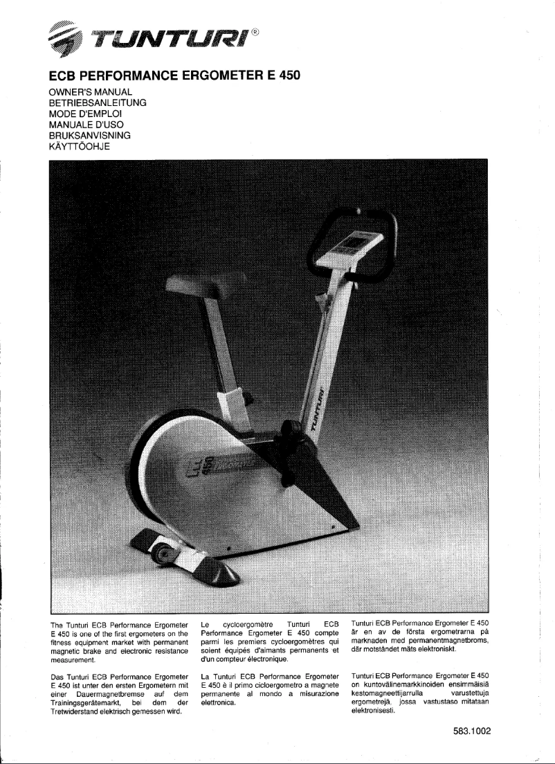 Page n°1 - Manuel utilisateur Tunturi E450