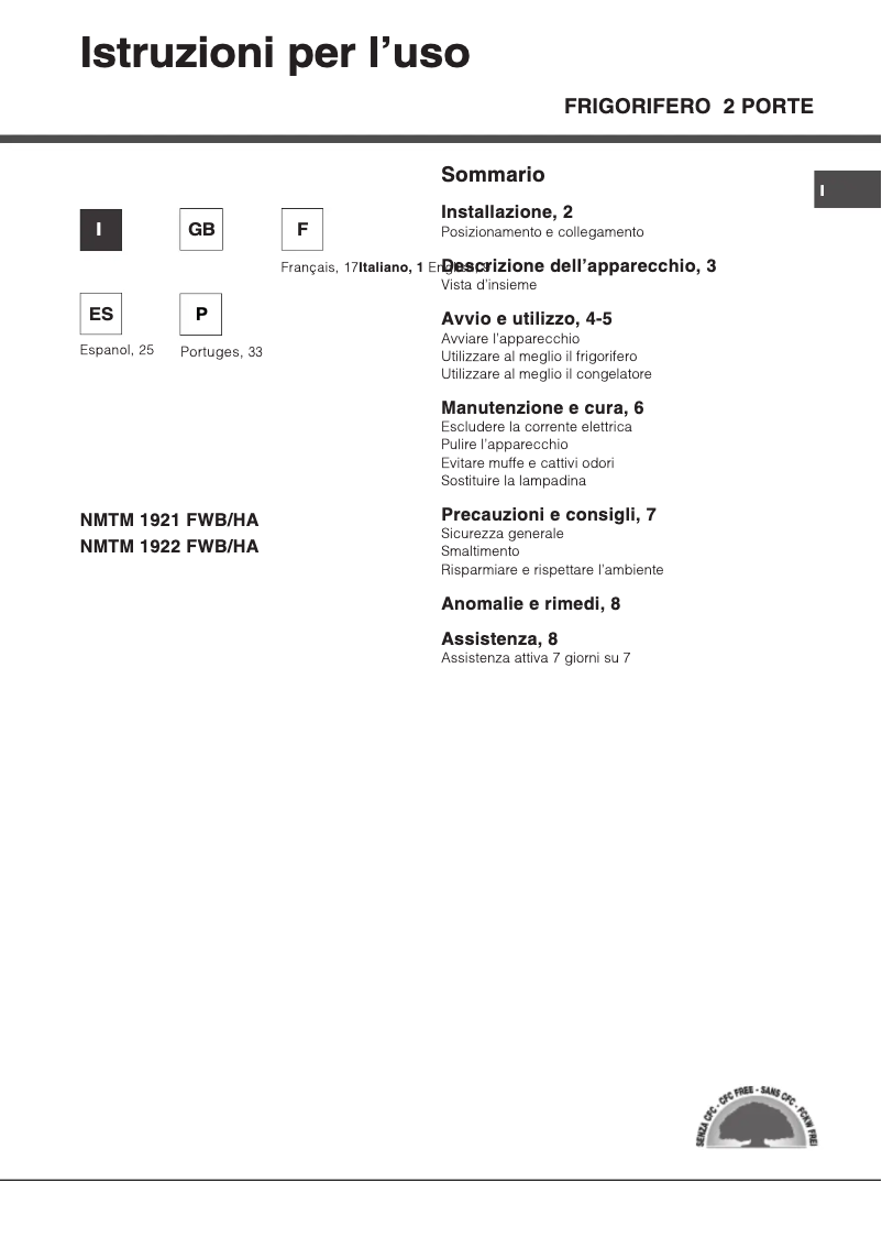 Image de la première page du manuel de l'appareil NMTM 1922 FWB/HA