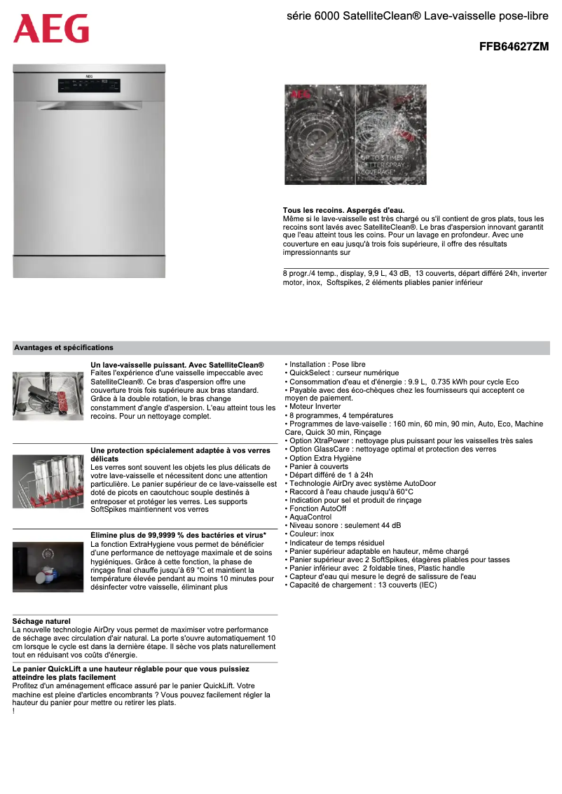 Página 1 del manual Ficha técnica AEG FFB64627ZM