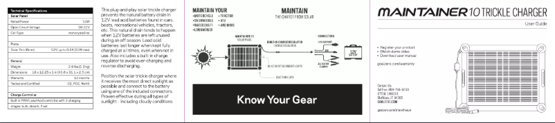 Page 1 de la notice Manuel utilisateur Goal Zero Maintainer 10