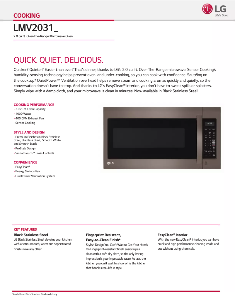 Page n°1 - Fiche technique LG LMV2031BD