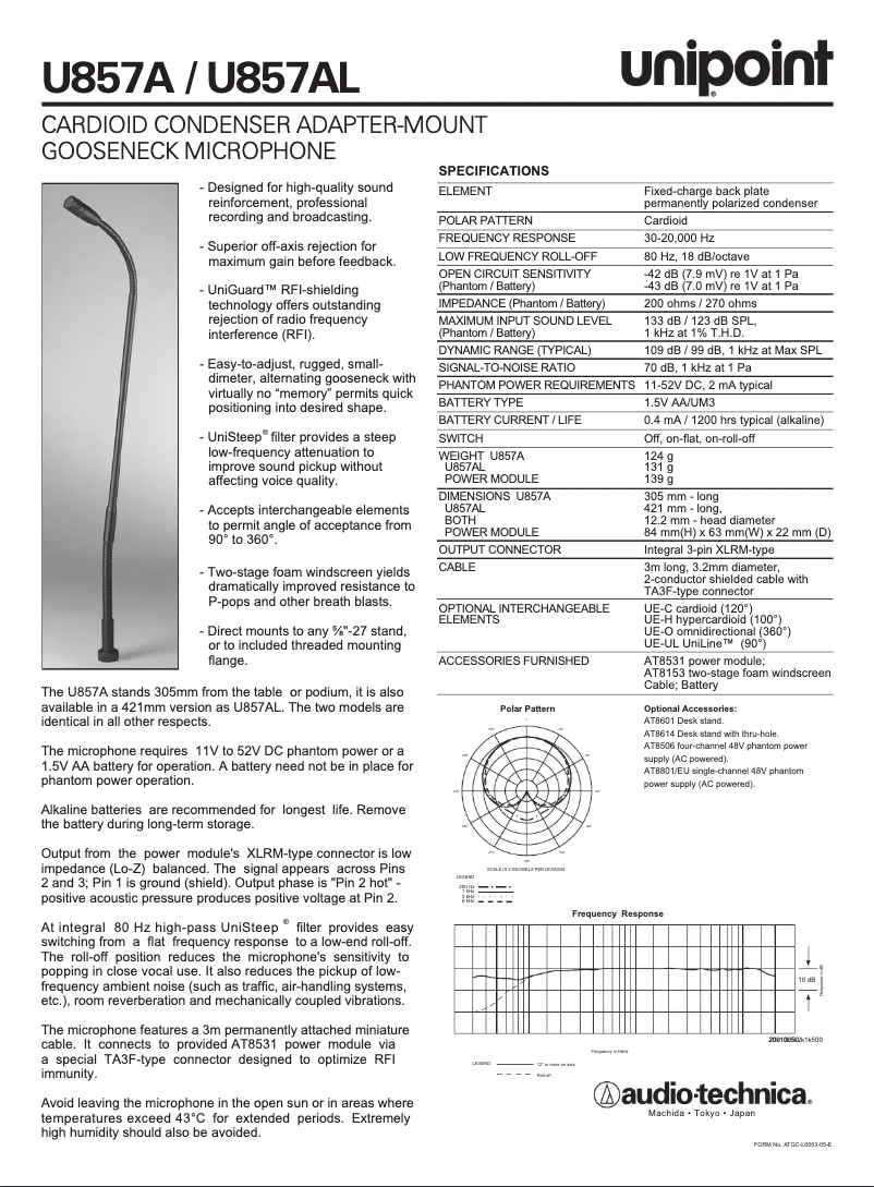 Página 1 del manual Manual de usuario Audio-Technica U857AL