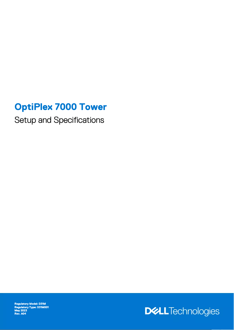 Image de la première page du manuel de l'appareil OptiPlex 7000 Tower
