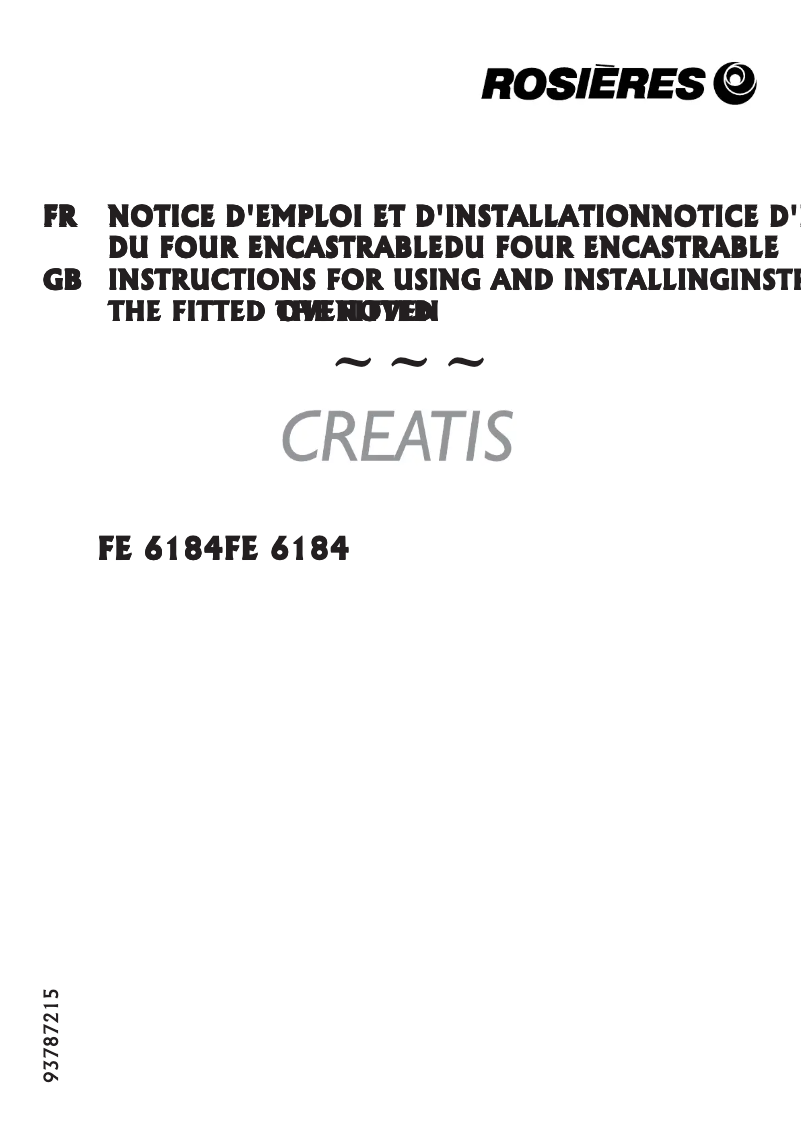 Image de la première page du manuel de l'appareil FE 6184 RB