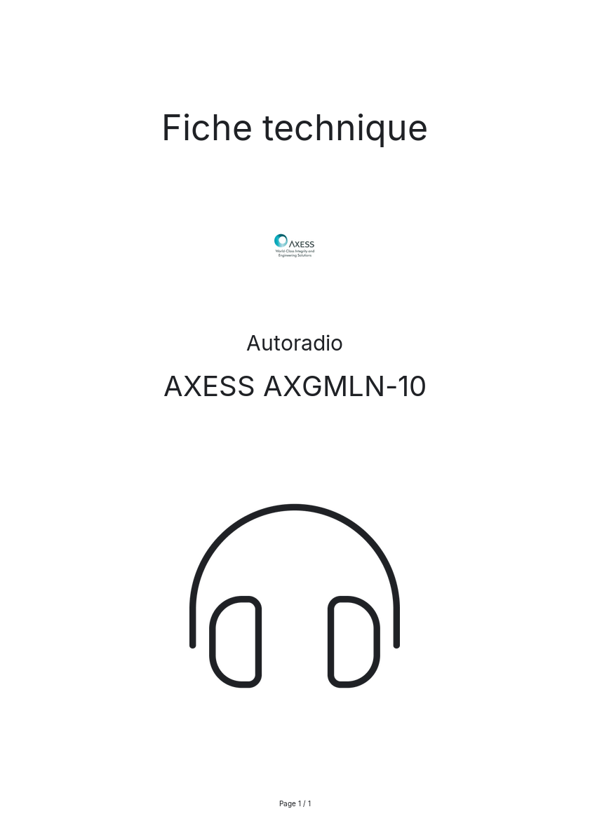 Page n°1 - Fiche technique AXESS AXGMLN-10