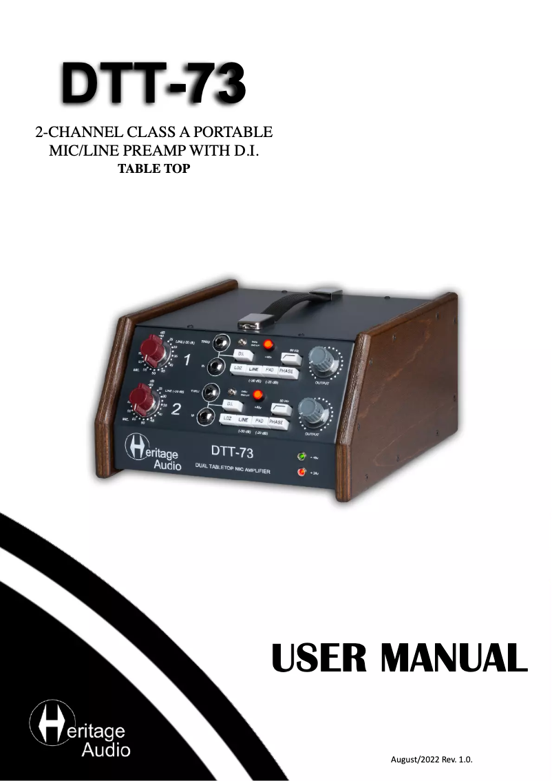 Page 1 de la notice Manuel utilisateur Heritage Audio DTT-73