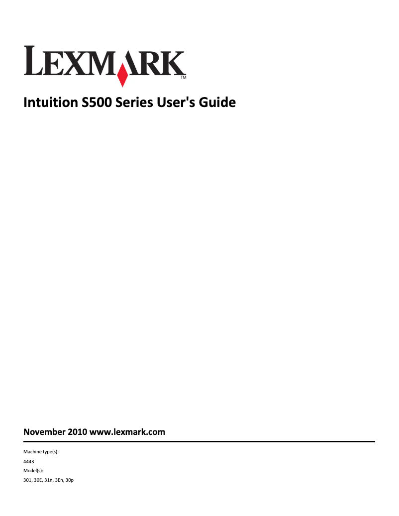 Page 1 de la notice Manuel utilisateur Lexmark Intuition S500