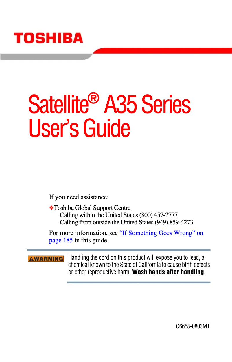 Page n°1 - Manuel utilisateur Toshiba Satellite A35