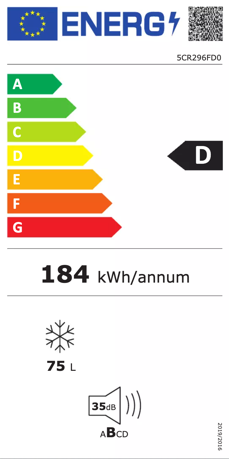 Page n°1 - Label énergétique Blaupunkt 5CR296FD0