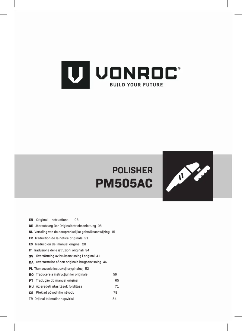 Page 1 de la notice Manuel utilisateur Vonroc PM505AC