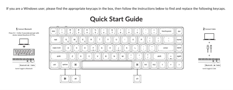 Page 1 de la notice Guide de démarrage rapide Keychron K7 Pro
