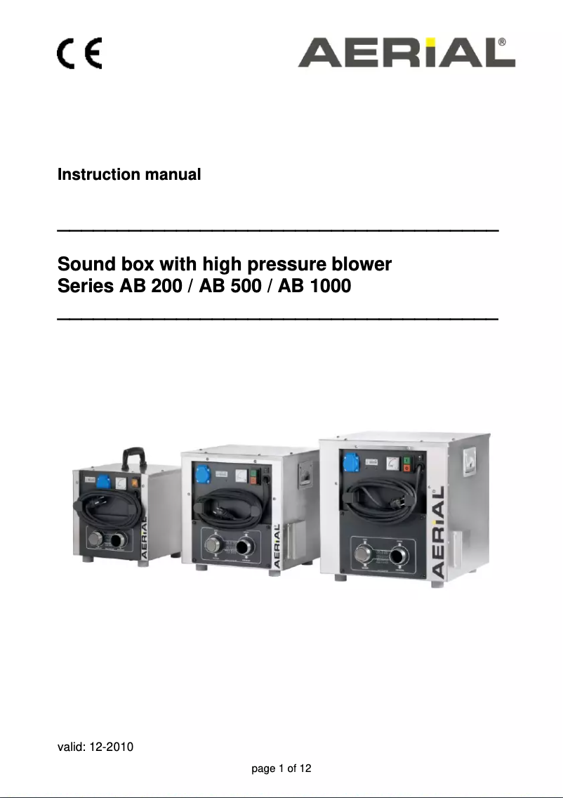 Page n°1 - Manuel utilisateur Aerial AB 200