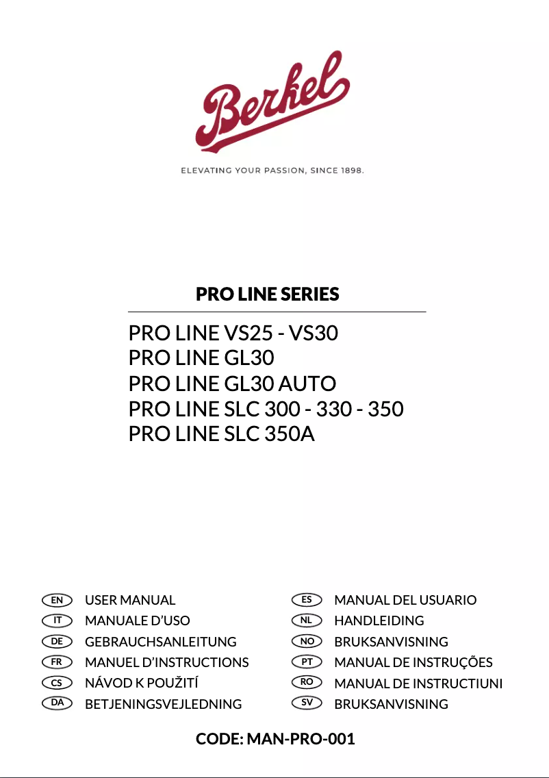 Page n°1 - Manuel utilisateur Berkel Pro Line GL30 Auto