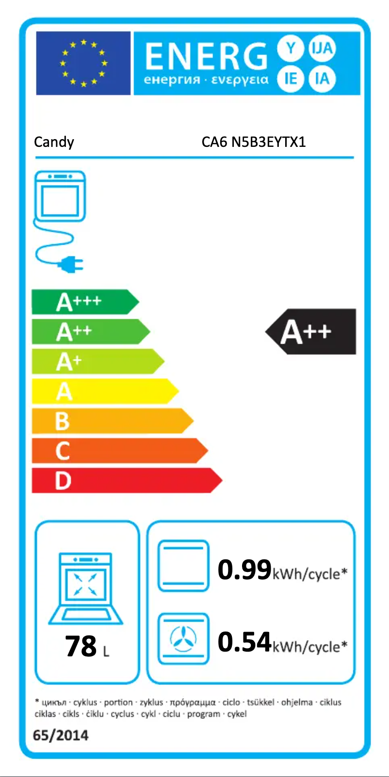 Page n°1 - Label énergétique Candy CA6 N5B3EYTX1