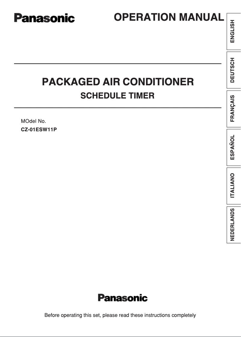 Page 1 de la notice Manuel utilisateur Panasonic CZ-01ESW11P