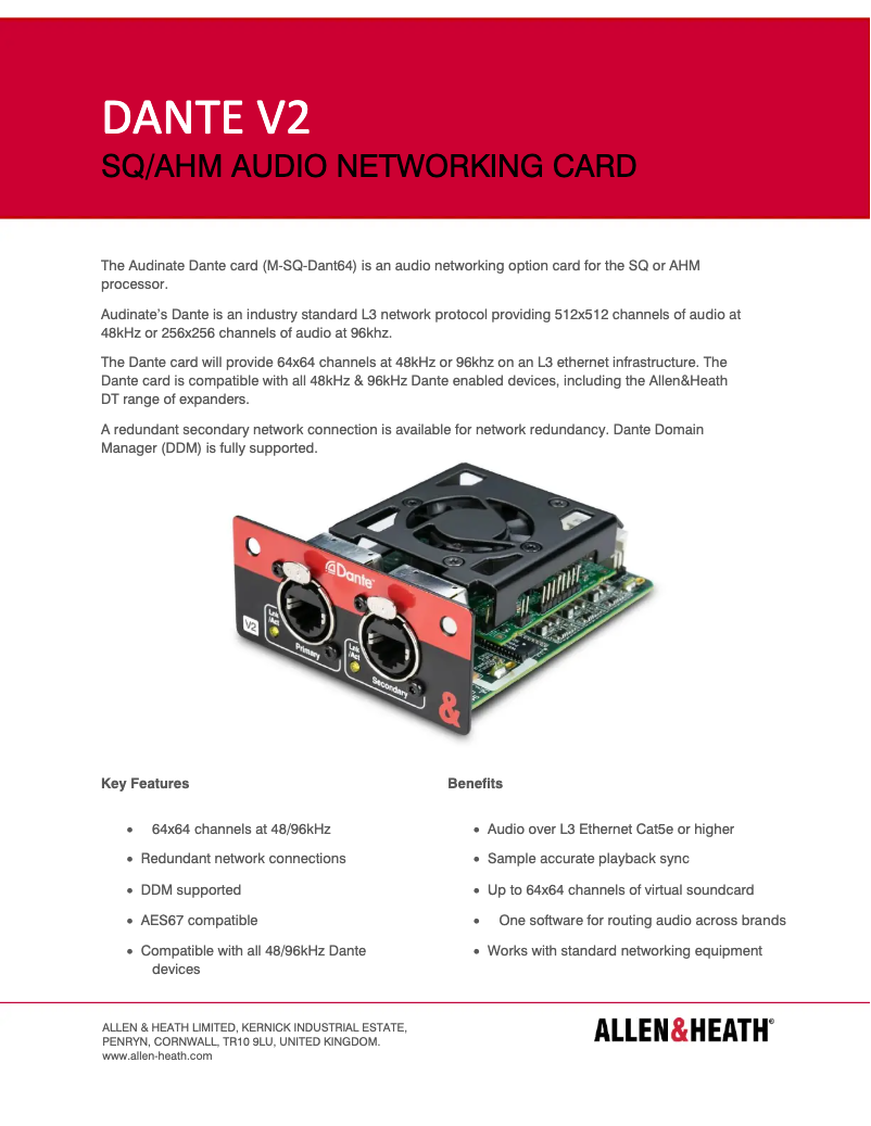 Image de la première page du manuel de l'appareil Dante V2