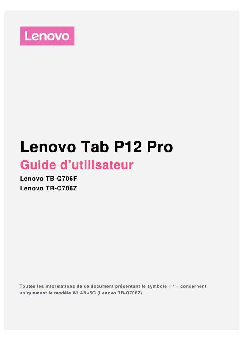 Image de la première page du manuel de l'appareil Tab P12 Pro
